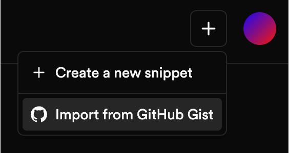 Import from GitHub Gist Button